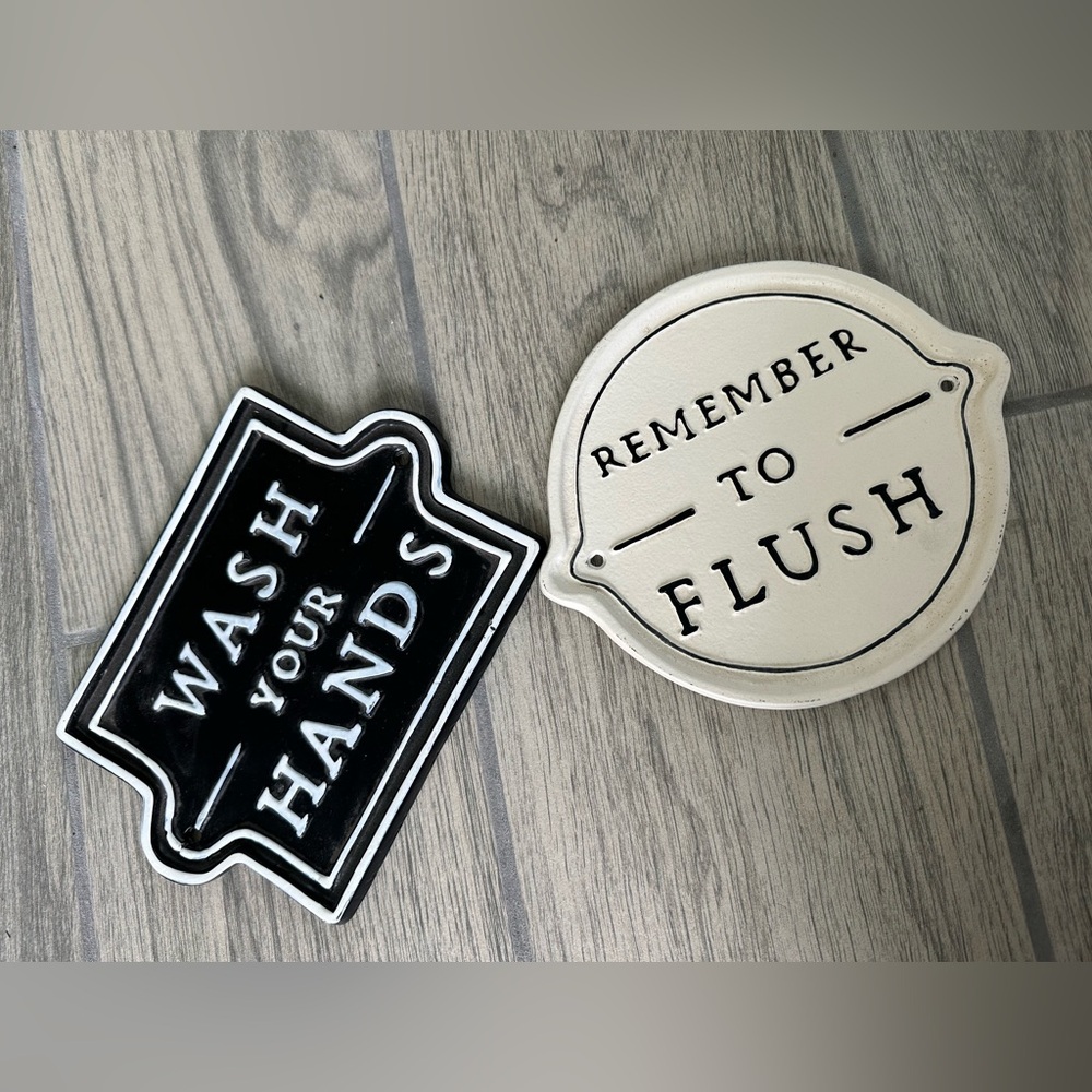 Hearth and hand bathroom signs